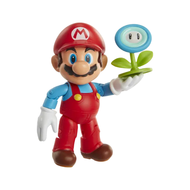 Super Mario Action Figure 4 Inch Ice Mario Collectible Toy with Ice Flower Accessory
