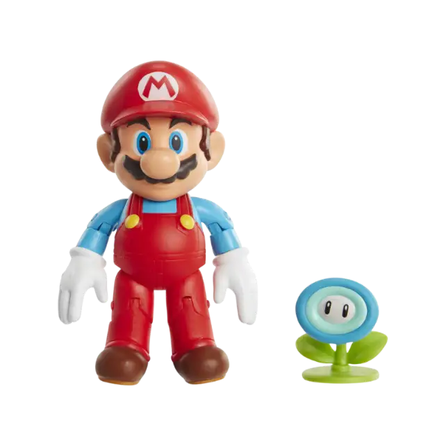 Super Mario Action Figure 4 Inch Ice Mario Collectible Toy with Ice Flower Accessory