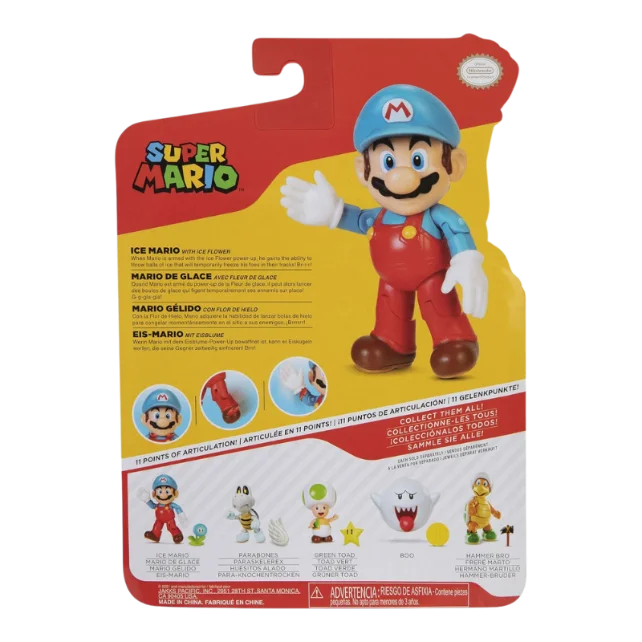 Super Mario Action Figure 4 Inch Ice Mario Collectible Toy with Ice Flower Accessory