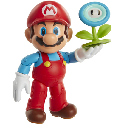 Super Mario Action Figure 4 Inch Ice Mario Collectible Toy with Ice Flower Accessory