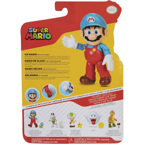 Super Mario Action Figure 4 Inch Ice Mario Collectible Toy with Ice Flower Accessory